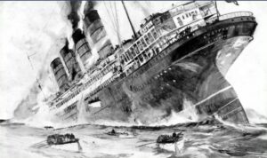 Le naufrage du Luisitania coulé en 1915 par un sous-marin allemand